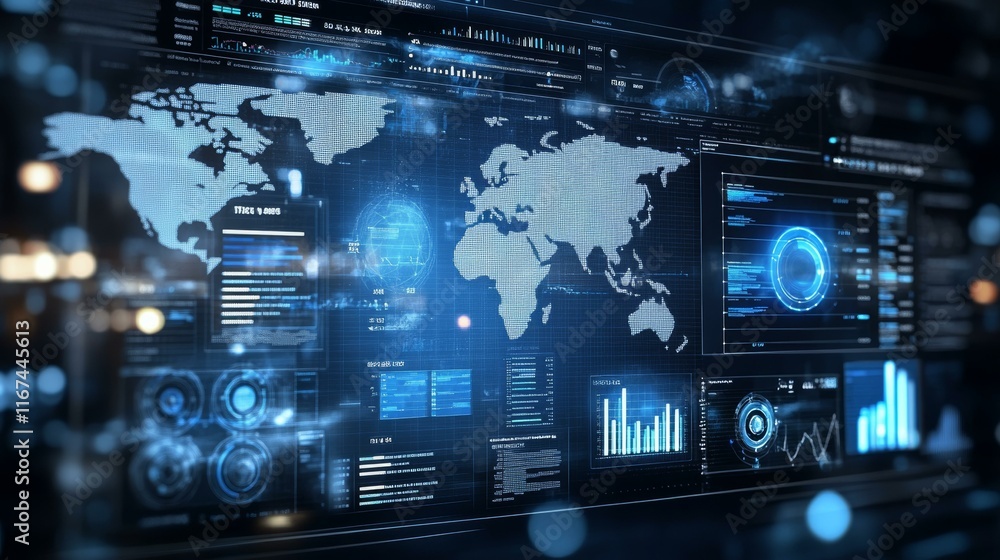 Fototapeta premium Global Interactive Data Visualization Interface