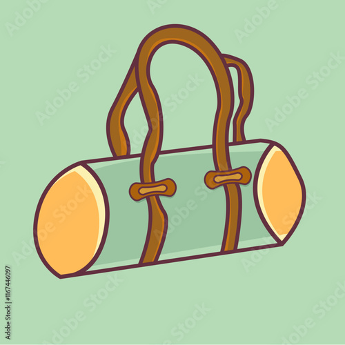 Sports bag mint color in clip art style. Isolated vector illustration for your design
