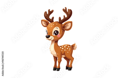 Cartoon Deer with Antlers and Cute Expression photo