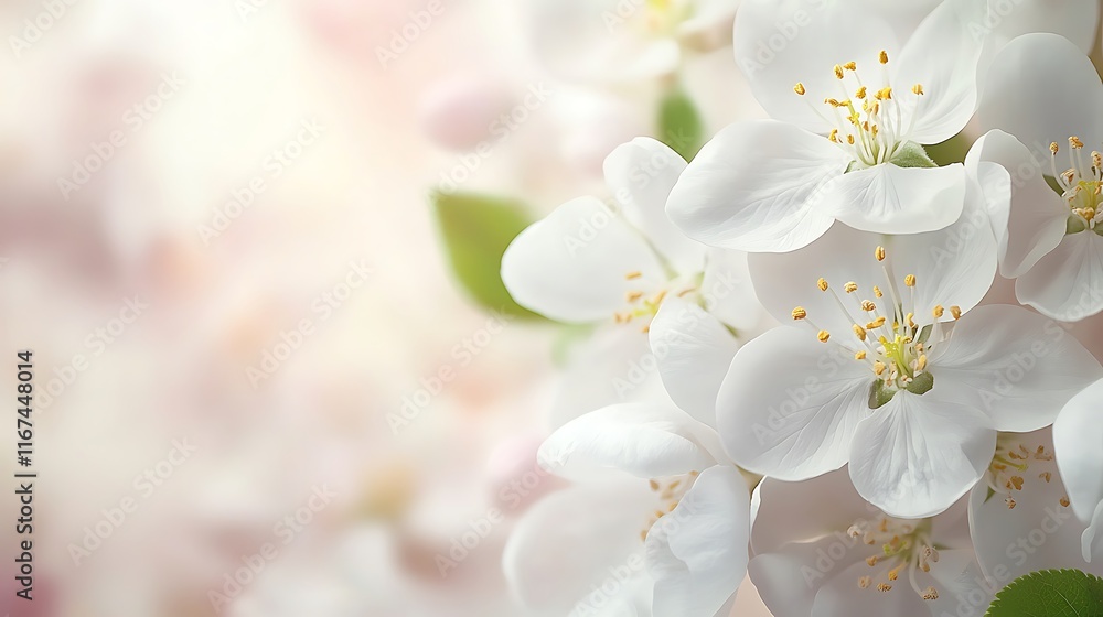 Delicate White Blossoms Softly Blooming In Spring Delicate White Blossoms Softly Blooming In Spring