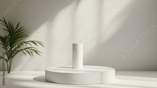 Wallpaper Mural Minimalist White Display Podium with Plant Torontodigital.ca