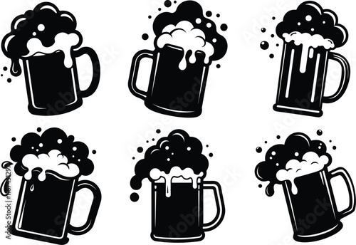 Beer silhouette, Beer glass line art vector illustration, beer glass bottle icon symbol design, beer vector graphic illustration
