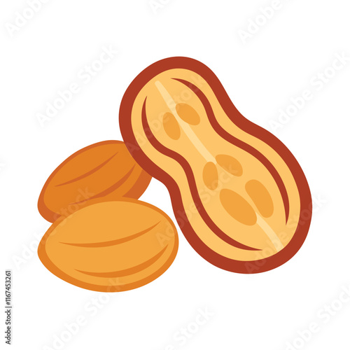 Peanuts Seeds Vector Illustration - Cartoon, Clipart and Line Art Designs.eps