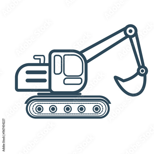 Excavator icon vector illustration, Construction excavator silhouette vector illustration isolated on a white background, Excavator Icon.