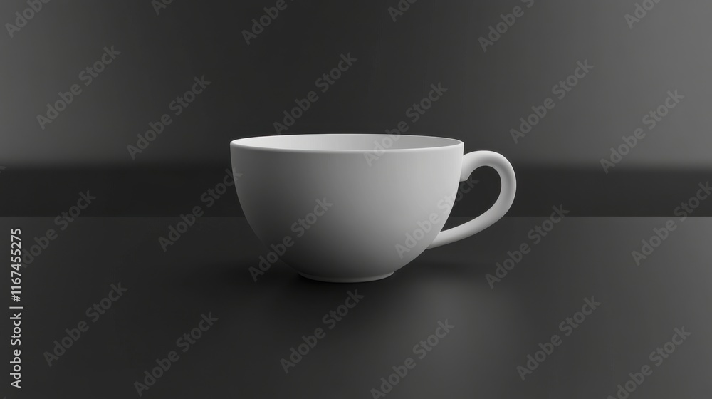 Fototapeta premium Elegant White Coffee Cup on Black Table