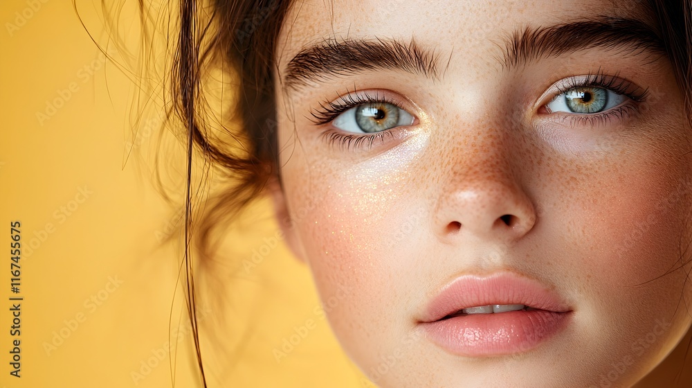 Fototapeta premium Radiant Luminosity Shimmering Highlights Prismatic Gleam and Photographic Clarity in Impressionistic Sun Dappled Setting Luminous iridescent skin with lustrous gleam and light catching sparkle