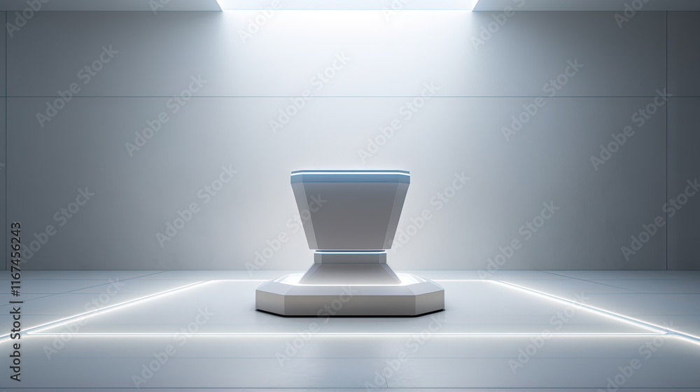 Fototapeta premium Futuristic pedestal with neon glow. Product presentation mock up for cosmetic product display. Podium, stage, pedestal or platform.
