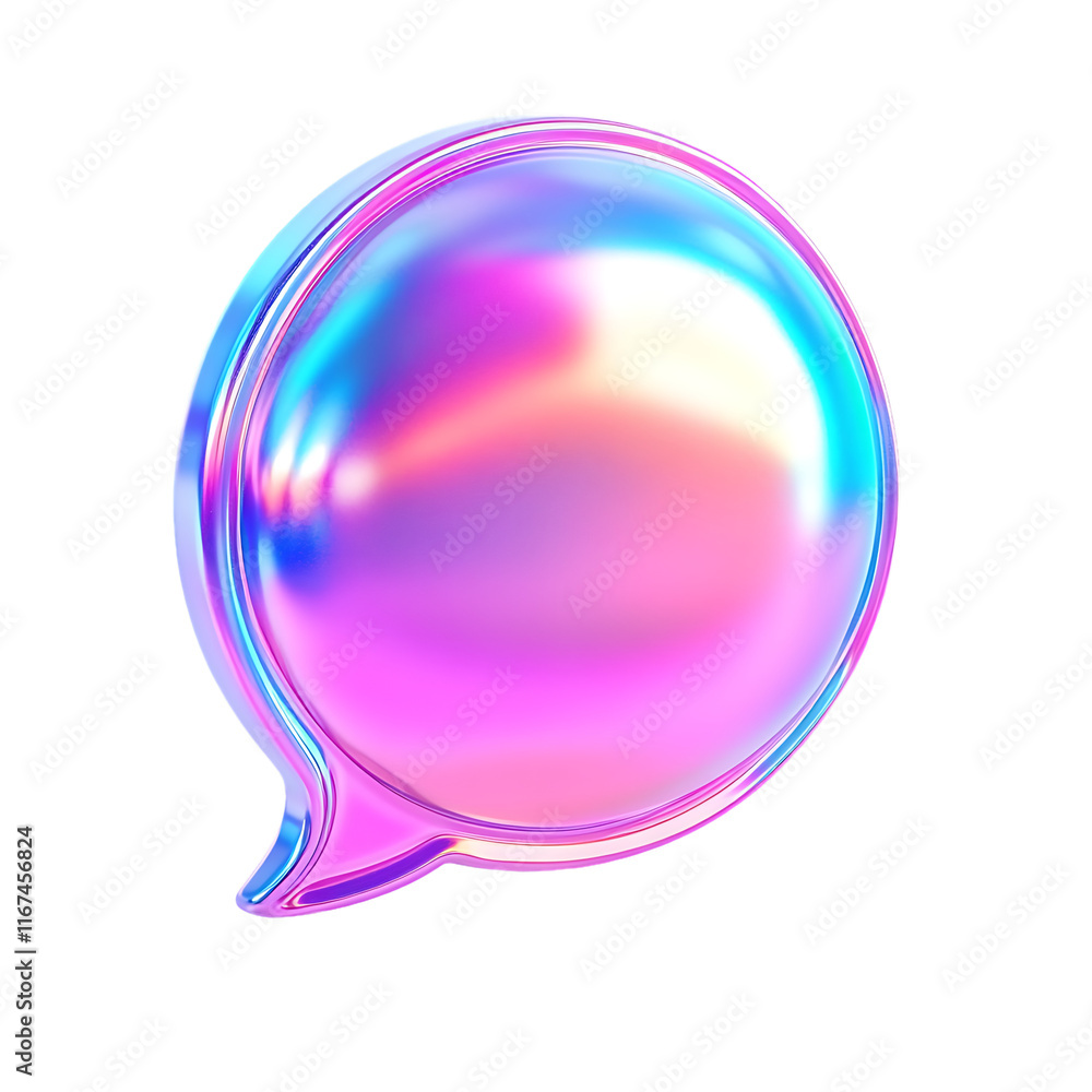 Obraz premium [Transparent Background PNG]Abstract Holographic Speech Bubble Design