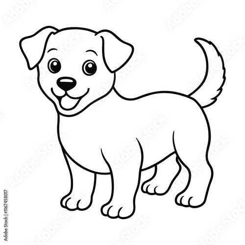 a cute baby dog with happy face on white background photo