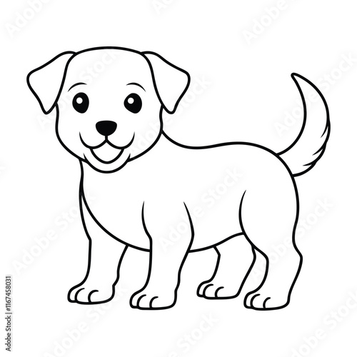 a cute baby dog with happy face on white background photo