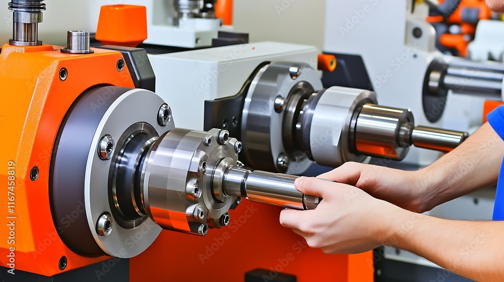 Technician Handling Precision Machined Metal Part Technician Handling Precision Machined Metal Part