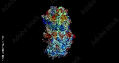  Ricin, poison/toxin, 3D molecule spinning, 4K
