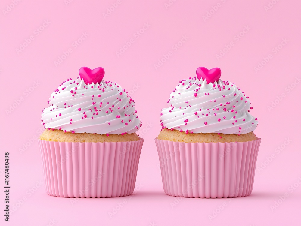 Valentine's Day Pink Cupcakes with Heart Decorations Sweet Treats Valentine s Day Valentine's Day Pink Cupcakes with Heart Decorations Sweet Treats Valentine s Day