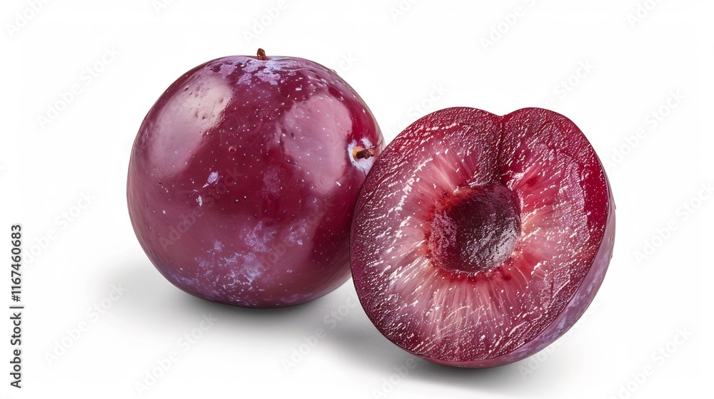 Fototapeta premium Juicy Red Plums: A Delightful Duo