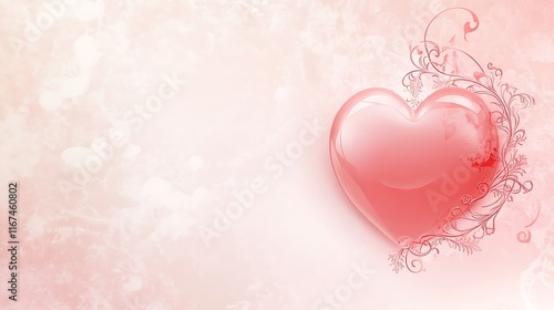 Pink Glass Heart with Delicate Floral Design