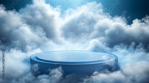 Abstract Blue Cloud Platform Scene Design