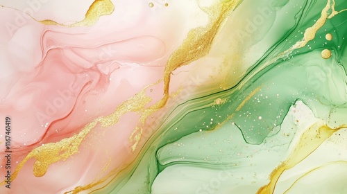 Wallpaper Mural Abstract Liquid Marbling Art with Gold Accents Torontodigital.ca