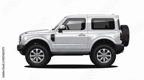 White SUV isolated on white background. 3d rendering - illustration