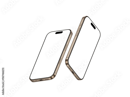 Stylish Smartphone Mockup template - Desert Titanium, Perfect for App Presentation, Transparent Background and Blank Screen