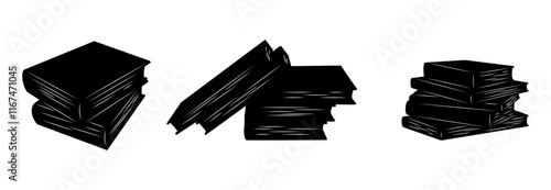 books logo set black and white vector