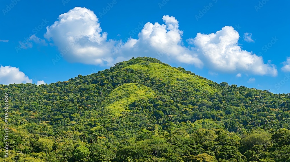 Fototapeta premium Green Mountain Landscape Under Sunny Sky