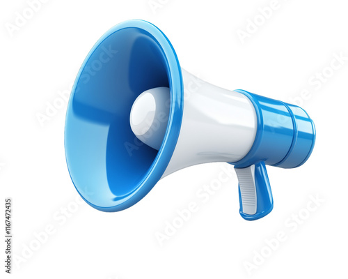 [Transparent Background PNG]3D Illustration of a Blue Megaphone