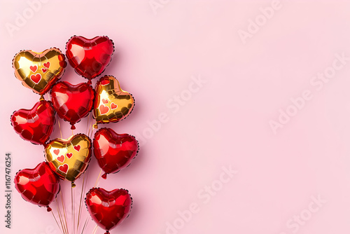 heart shaped candles heart shaped box with candy baloon heart background valentine photo