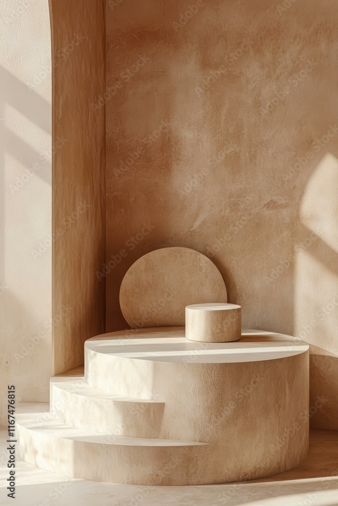Beige Minimalist Geometric Display Platform Beige Minimalist Geometric Display Platform