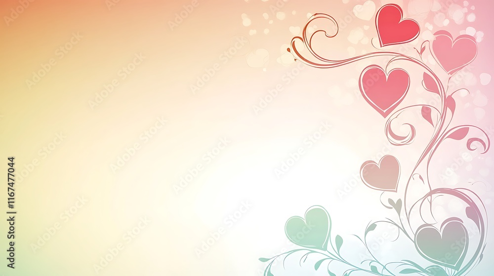 Pastel Hearts Floral Design Romantic Background Pastel Hearts Floral Design Romantic Background
