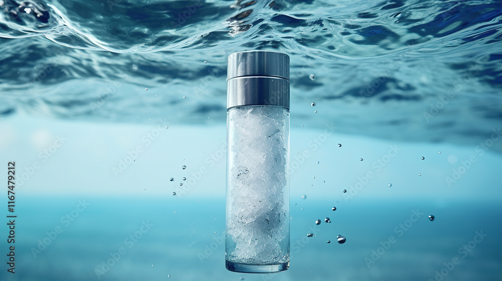 Stylish Water Bottle with Ice Cubes Underwater Stylish Water Bottle with Ice Cubes Underwater