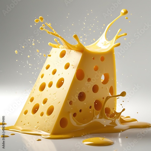 A Cheese sauce splashing in the air with cheddar photo