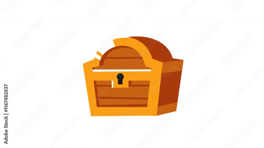 Colorful illustration of a wooden treasure chest with a lock Colorful illustration of a wooden treasure chest with a lock