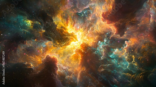 Celestial Nebula Cosmic Cloudscape Vivid Colors