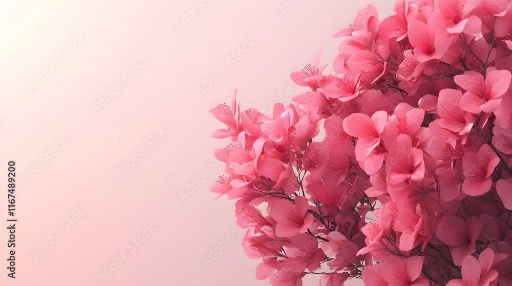 Fototapeta premium Pink Flowers Bloom Against Soft Background