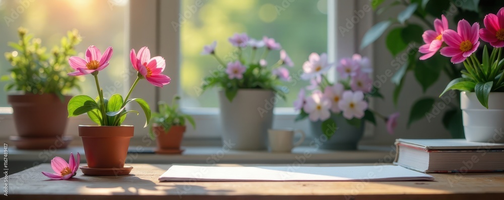 custom made wallpaper toronto digitalSpring blooms on a clutter-free desk with a single blooming flower, free space, desk, fresh flowers