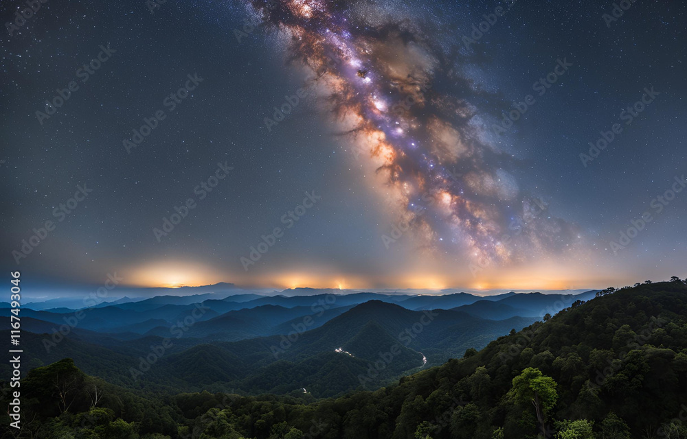 Panorama Milky Way Galaxy at Doi Inthanon, Chiang Mai, Thailand Panorama Milky Way Galaxy at Doi Inthanon, Chiang Mai, Thailand