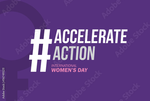 International women's day concept poster. Woman sign illustration background. 2025 women's day campaign theme- #AccelerateAction