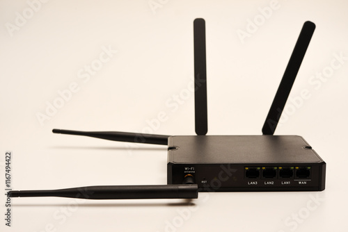 GSM modem. An Internet station with a SIM card. A black router on a white background. photo