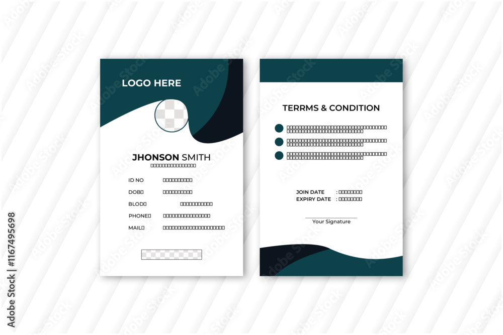 Obraz premium Modern ID card design template. Corporate identity card design. Professional employee id card. Vector
