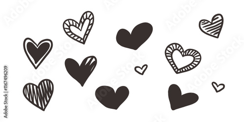 set of vector hearts in brown chocolate color
