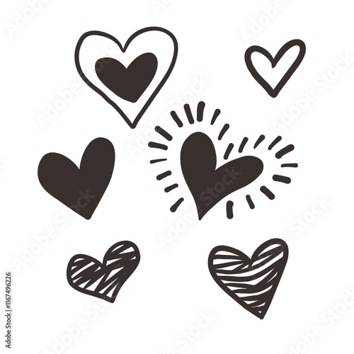 set of vector hearts in brown chocolate color