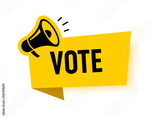 Megaphone with vote speech bubble. Loudspeaker. Banner for business, marketing and advertising. Vector illustration.