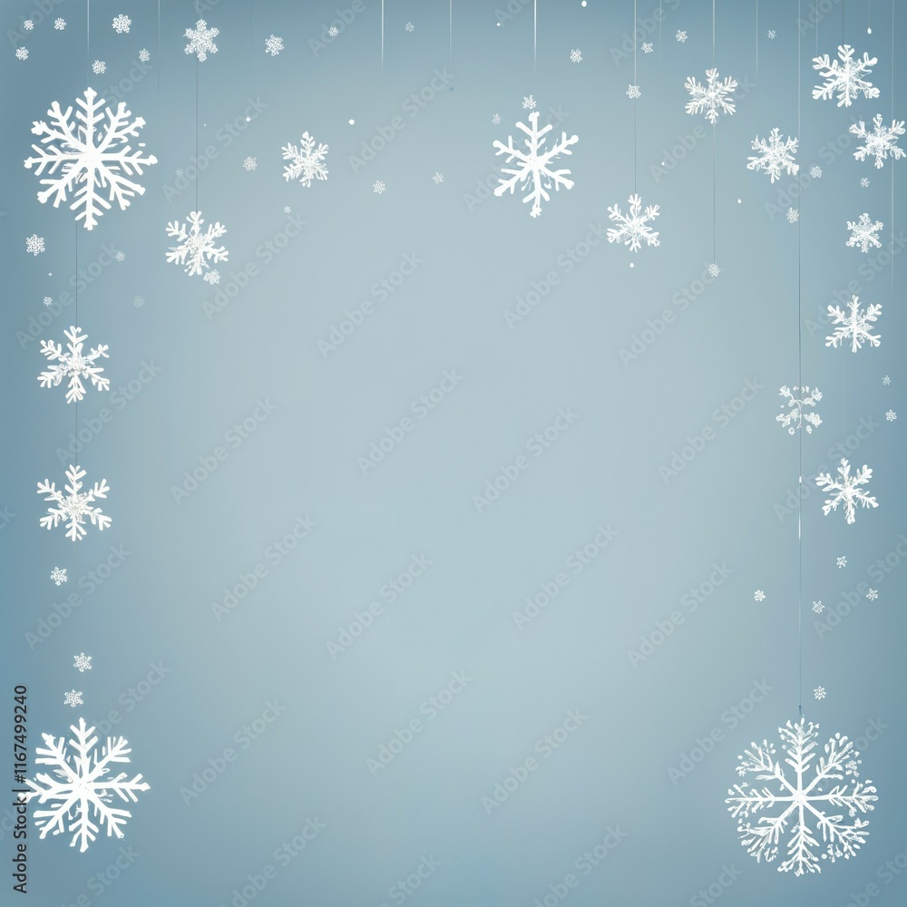 Elegant Snowflakes Pattern in Cool Blue Tones with Copy Space for Winter Holiday Design
Elegant Snowflakes Pattern in Cool Blue Tones with Copy Space for Winter Holiday Design