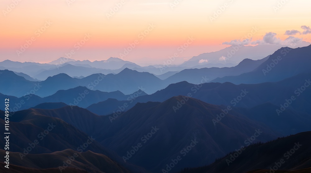 Serene Sunset Mountain Range Panorama Serene Sunset Mountain Range Panorama