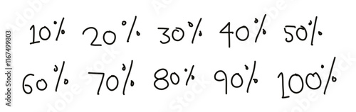 percentage numbers vector silhoutte set
