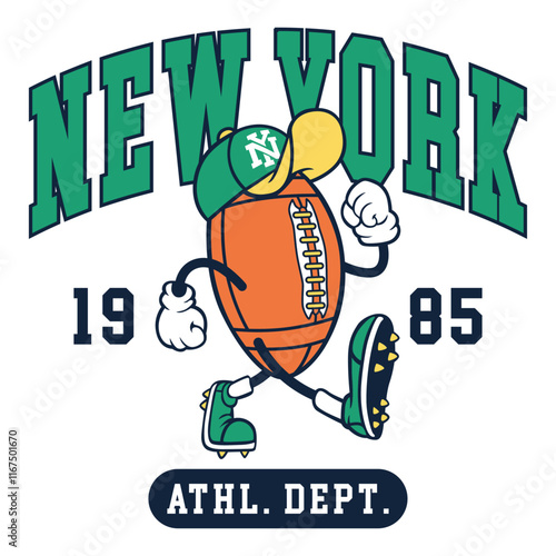 Football mascot fun varsity illustration print
