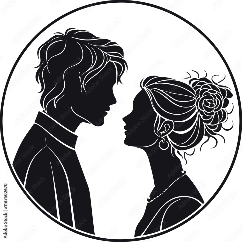 Valentines couple vector silhouette Valentines couple vector silhouette