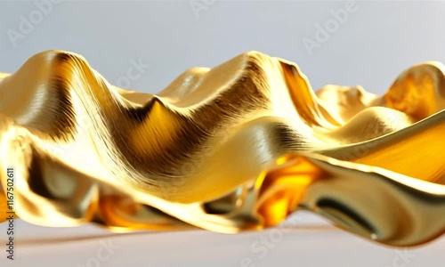 Abstract Gold Drapery:  Sculptural Waves of Luxurious Metal photo