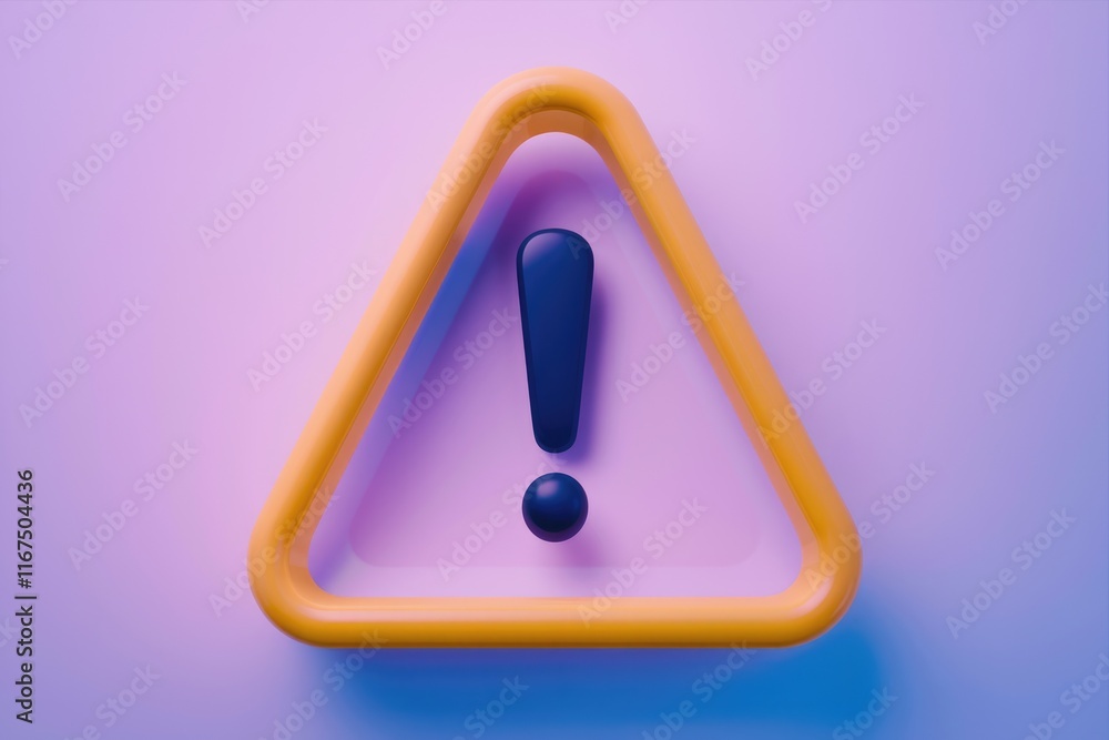 A 3D rendered yellow triangle warning sign with a black exclamation mark.  It symbolizes caution and alert.