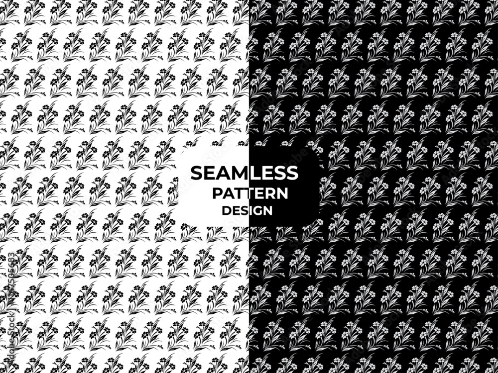Seamless floral pattern with black and white flowers Seamless floral pattern with black and white flowers